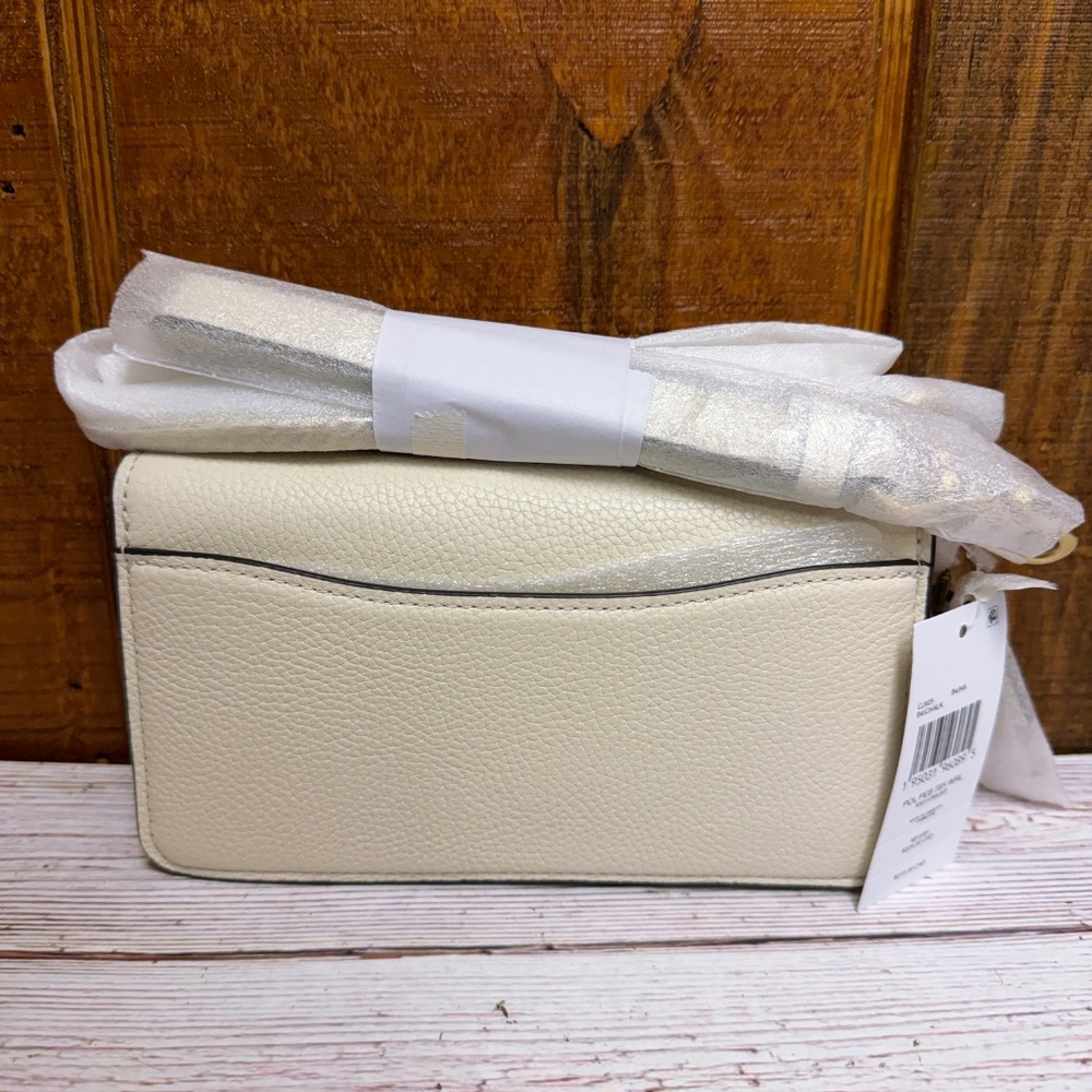 Coach Tabby Pebbled Leather Wristlet Crossbody - Chalk/Brass CJ925 - Picture 6 of 9